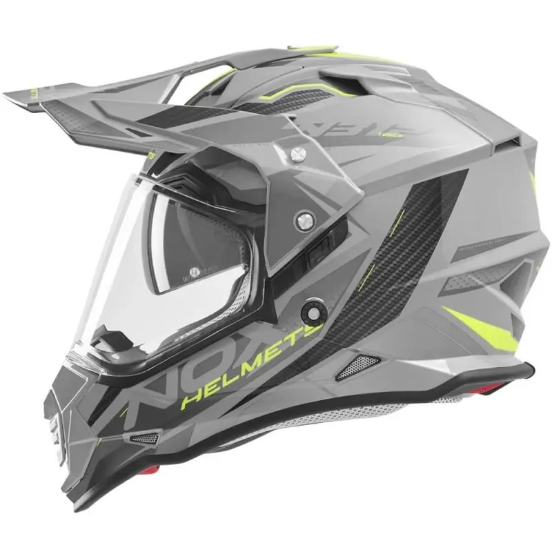 NOX N312 Track šedo-fluo žlutá enduro helma na motorku