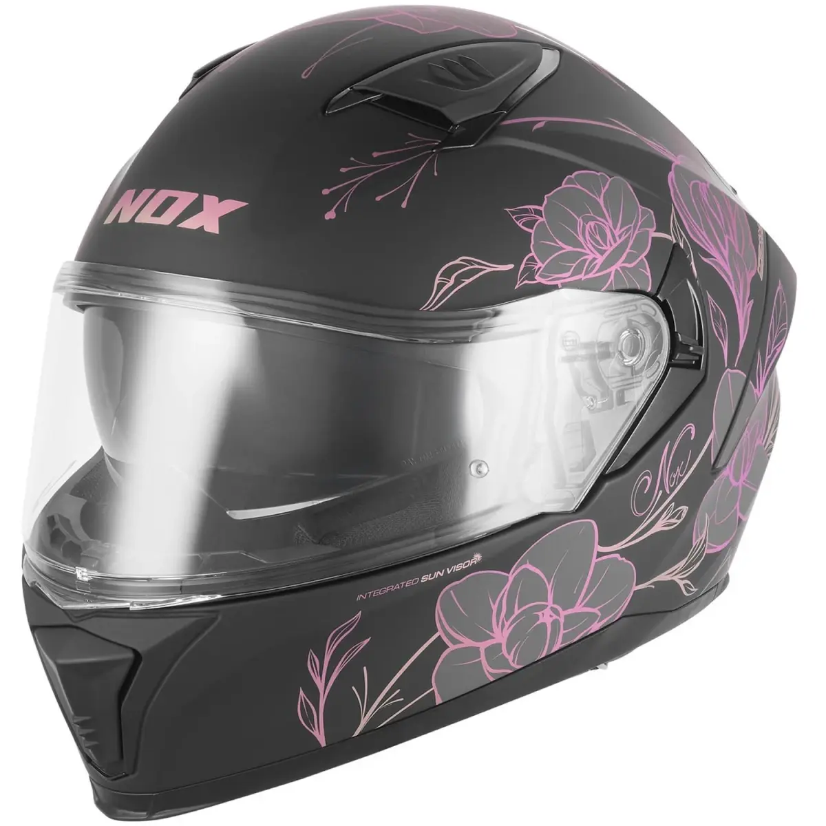 NOX N402 Spring matná černo-růžová integrální helma na motorku