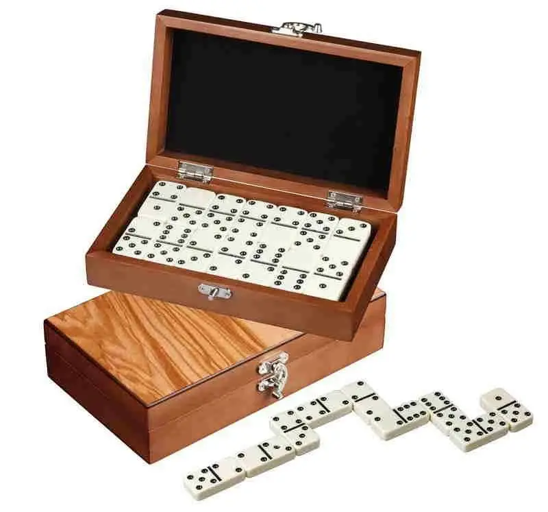 Philos Spiele Domino Double Exclusive olivová dřevěná hra domino