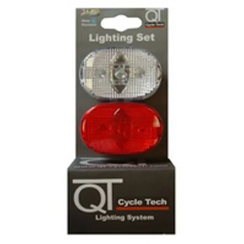 QT Cycle Tech Sada předního a zadního blikacího světla 3 diody červená a bílá