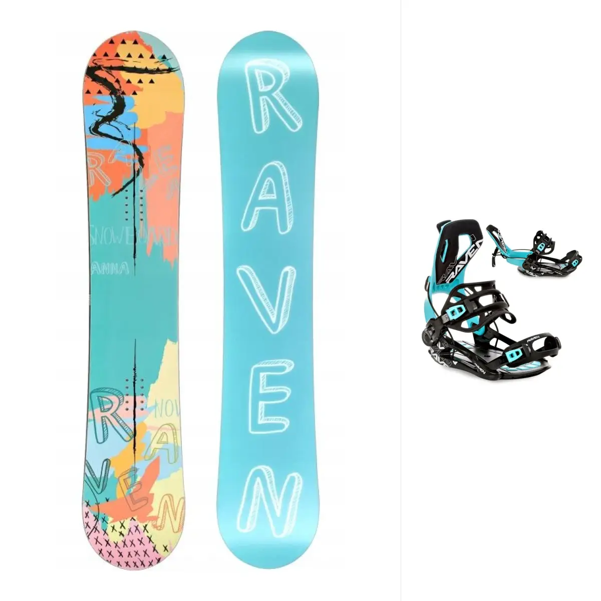 Raven Anna snowboard + Raven Fastec FT360 black/mint vázání