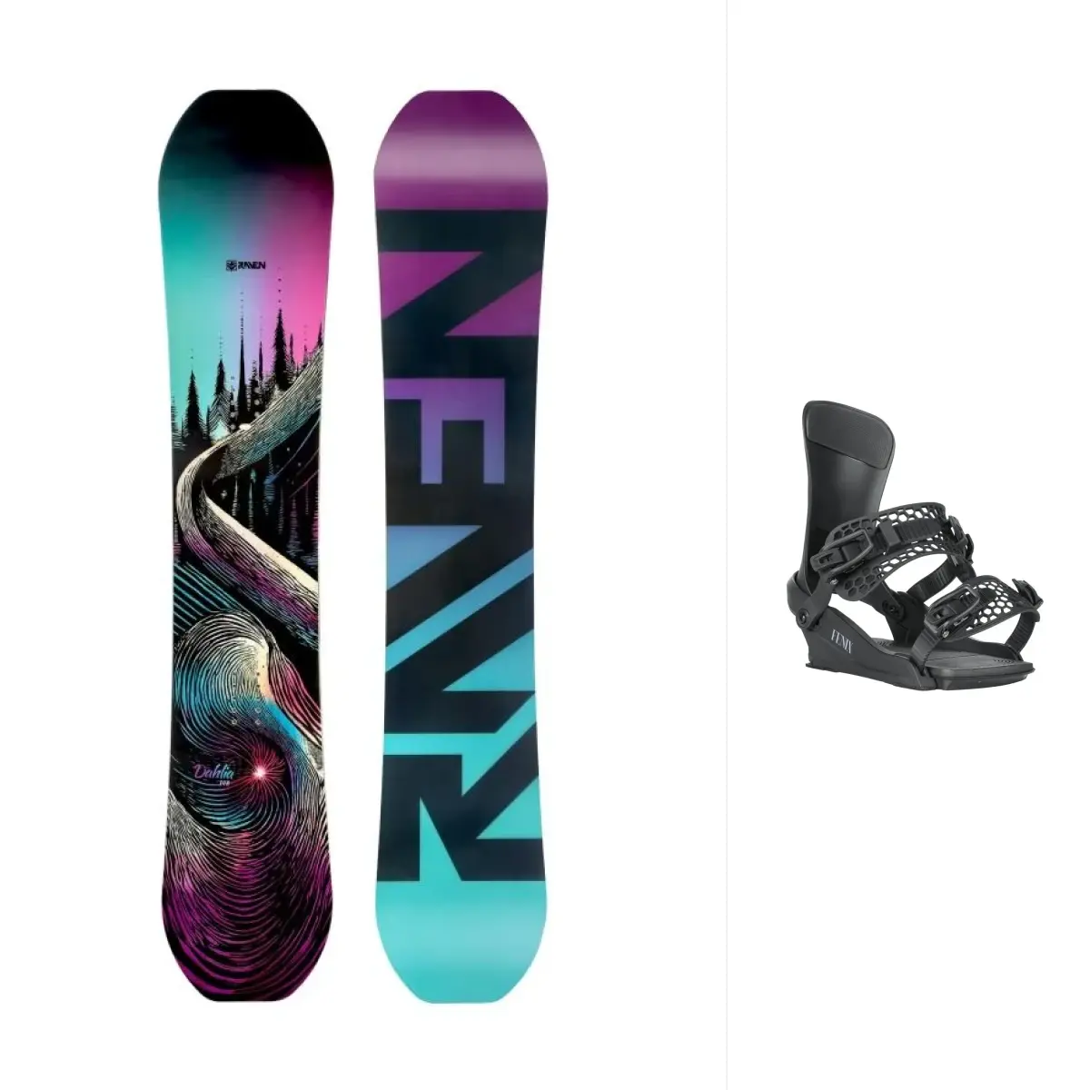 Raven Dahlia Carbon Mint/Pink dámský snowboard + Gravity Fenix black snowboardové vázání