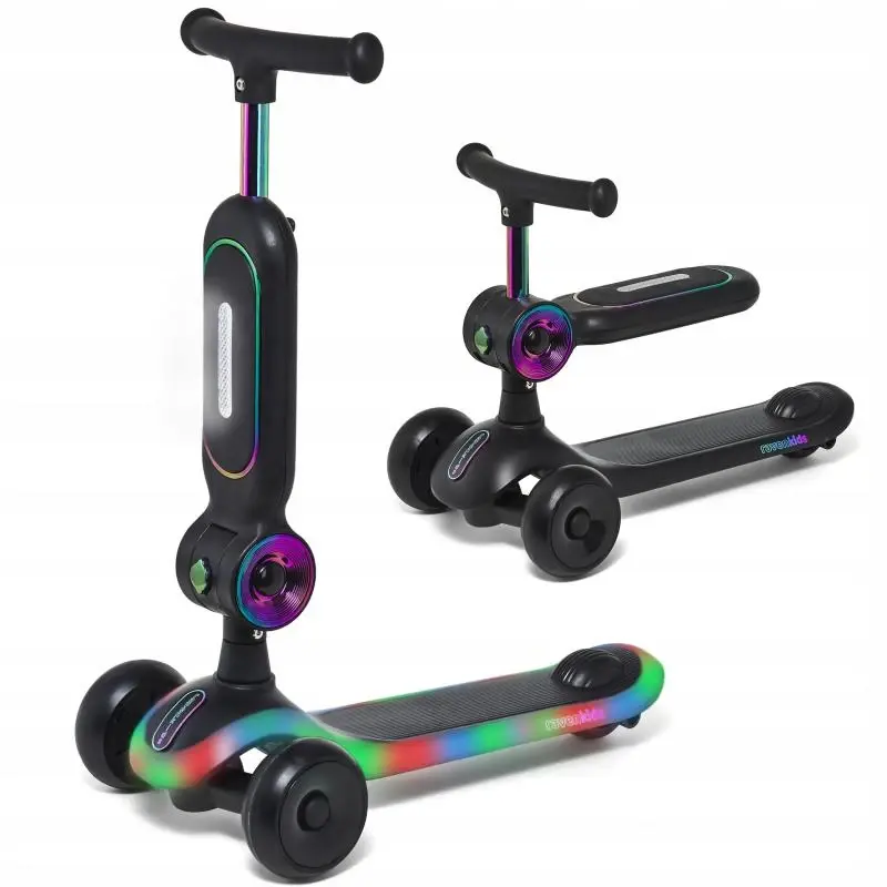 Raven Lumiloo Black / Neo Chrome dětská koloběžka 2v1