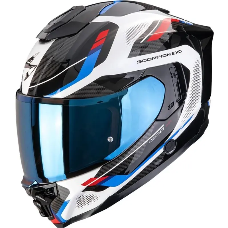 Scorpion EXO-1500 Air Sleek bílo-červeno-modrá integrální helma na motorku