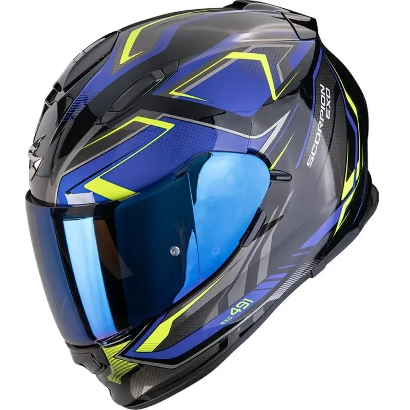 Scorpion EXO-491 Zumo černo-modro-fluo žlutá integrální helma na motorku