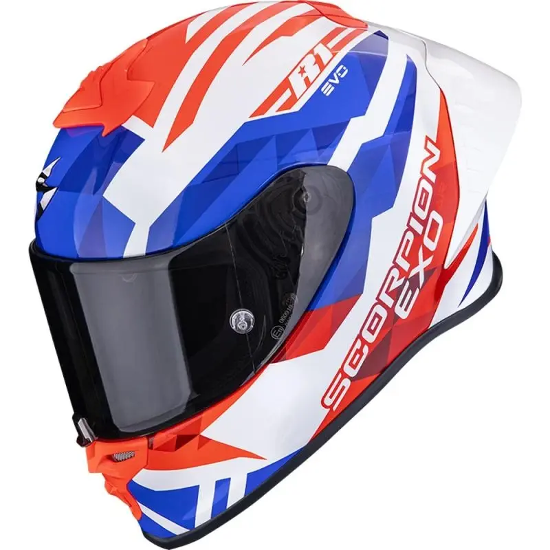 Scorpion EXO-R1 EVO II Air Valere bílo-červeno-modrá integrální helma na motorku