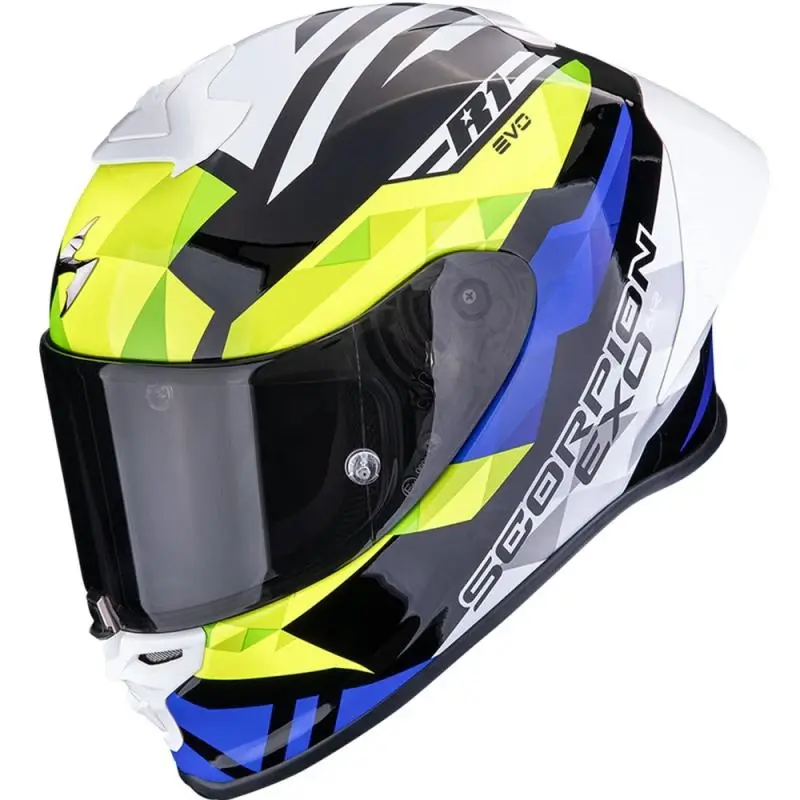 Scorpion EXO-R1 EVO II Air Valere černo-modro-fluo žlutá integrální helma na motorku