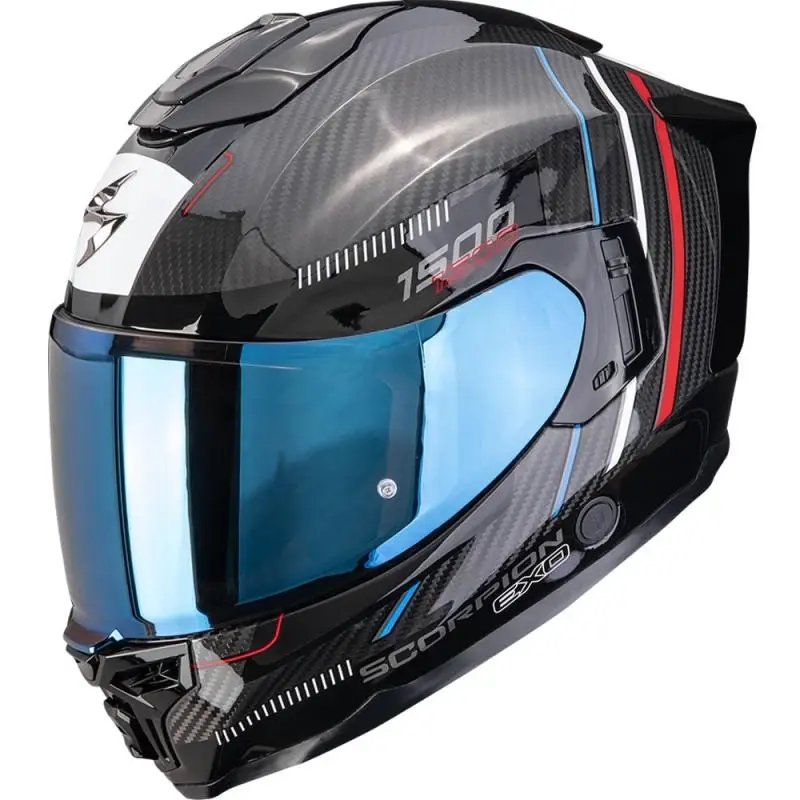 Scorpion EXO-1500 Carbon Air Zity černo-červeno-modrá integrální helma na motorku