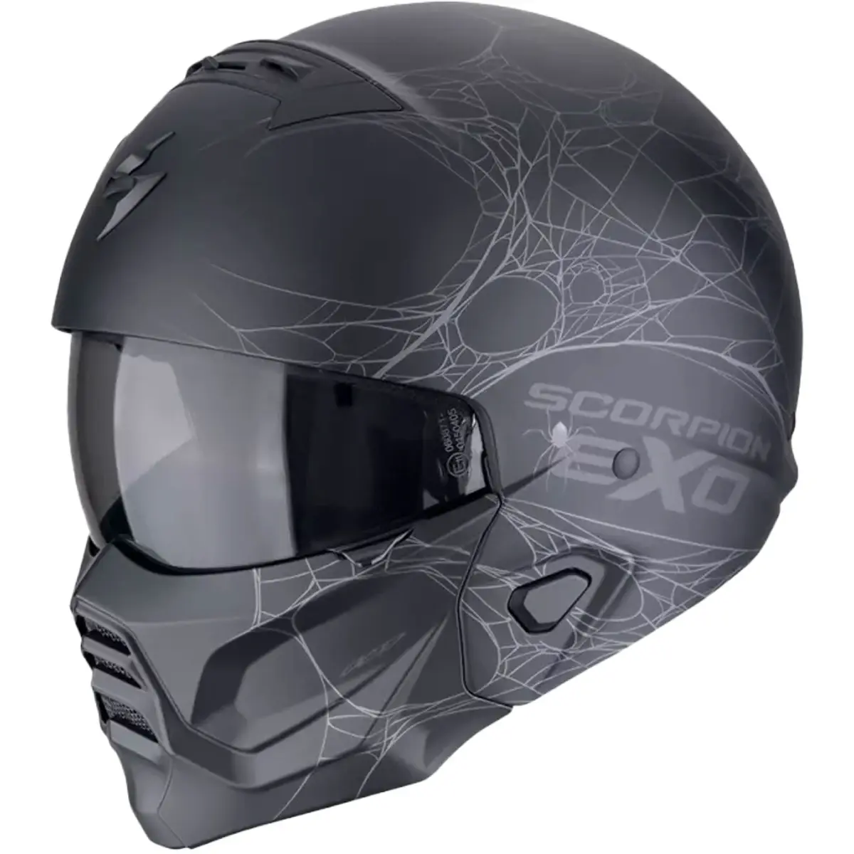 Scorpion EXO-COMBAT II SPIDERWEB matná černo-stříbrná výklopná helma na motorku