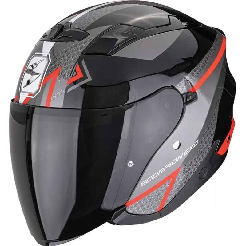 Scorpion EXO-230 Loop metalická černo-červená otevřená helma na motorku