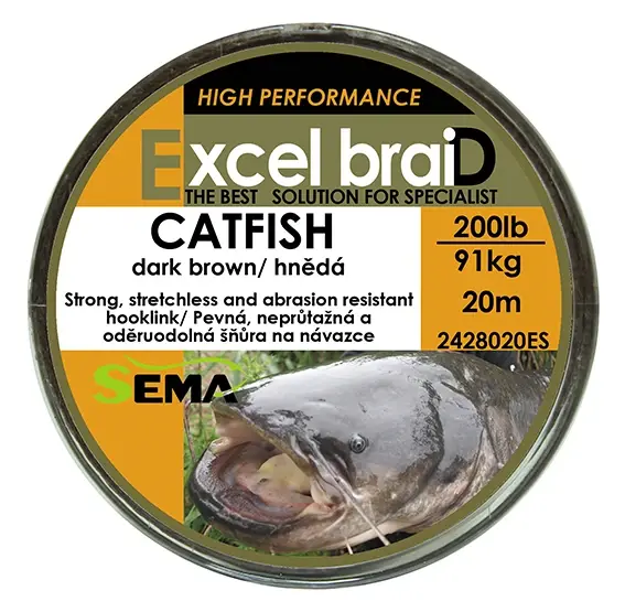 Sema Catfish hnědá 20 m 250 lbs / 113,5 kg pletená šňůra