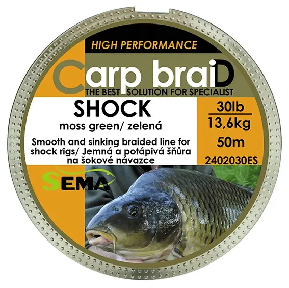 Sema Shock zelená 50 m 20 lbs / 9,1 kg pletená šňůra