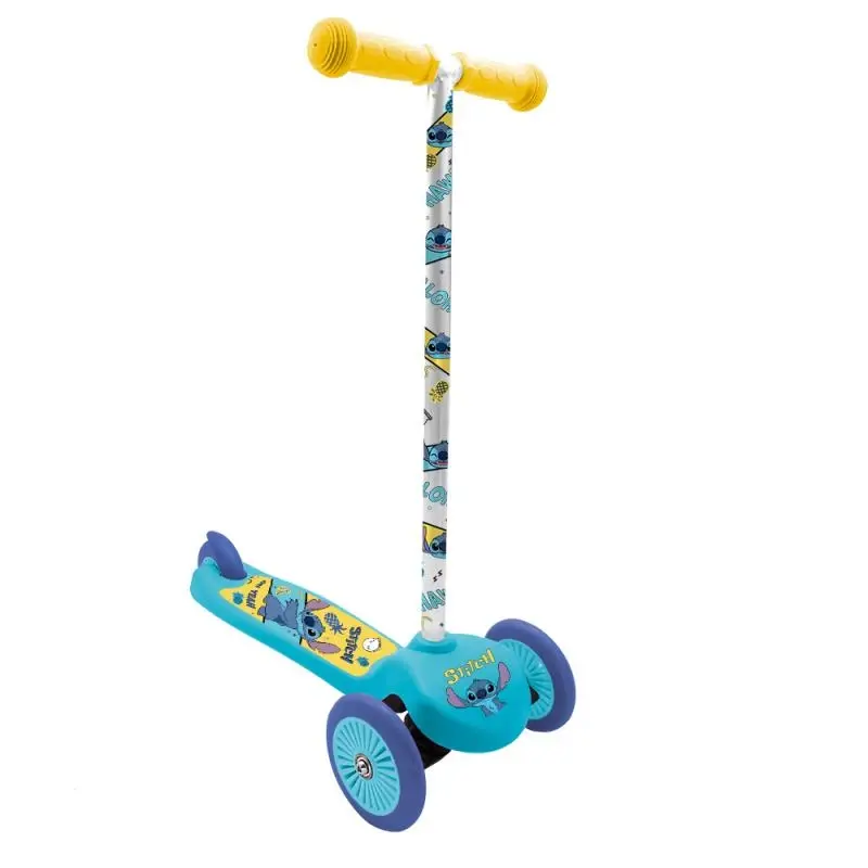 Seven Dětská koloběžka Stitch, 3 kolečka, modrá, žluté doplňky