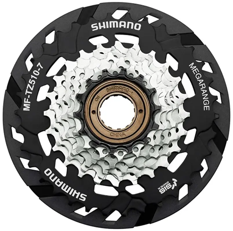 Shimano 7-kolo MF-TZ510 14-34 zubů Megarange, s krytem paprsků, v krabičce