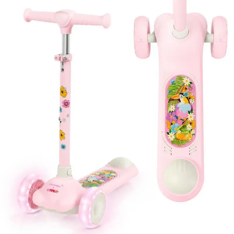 Spokey FIORI Skládací dětská tříkolová koloběžka, růžová
