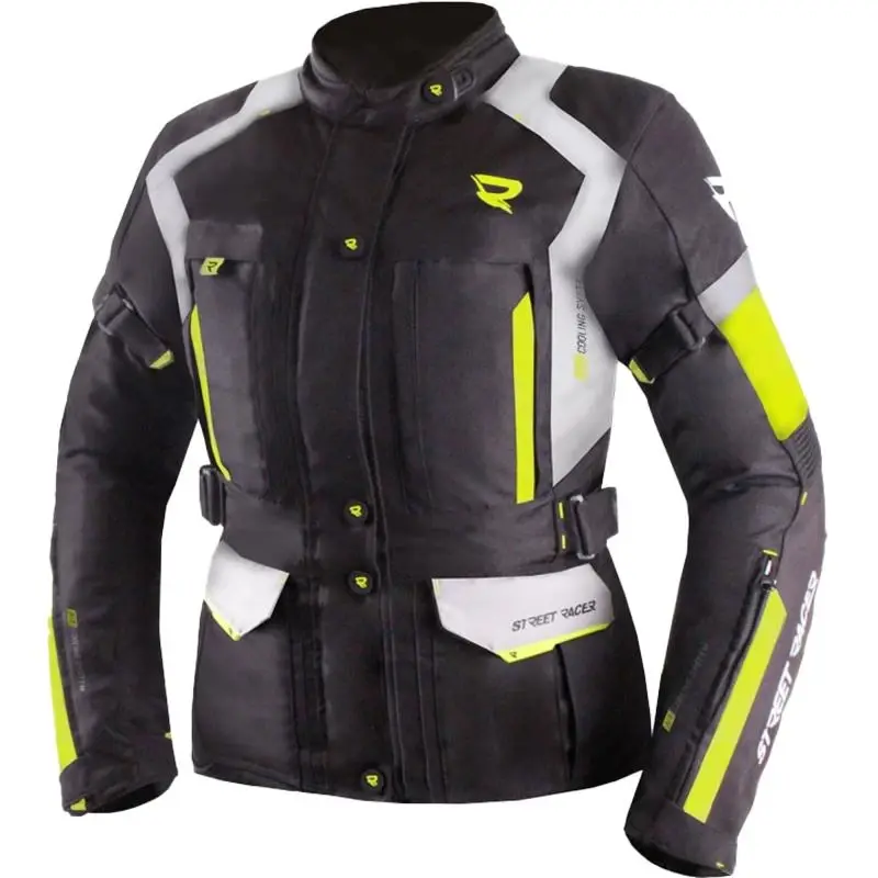 Street Racer Dámská bunda na motorku Hilax černo-šedo-fluo žlutá