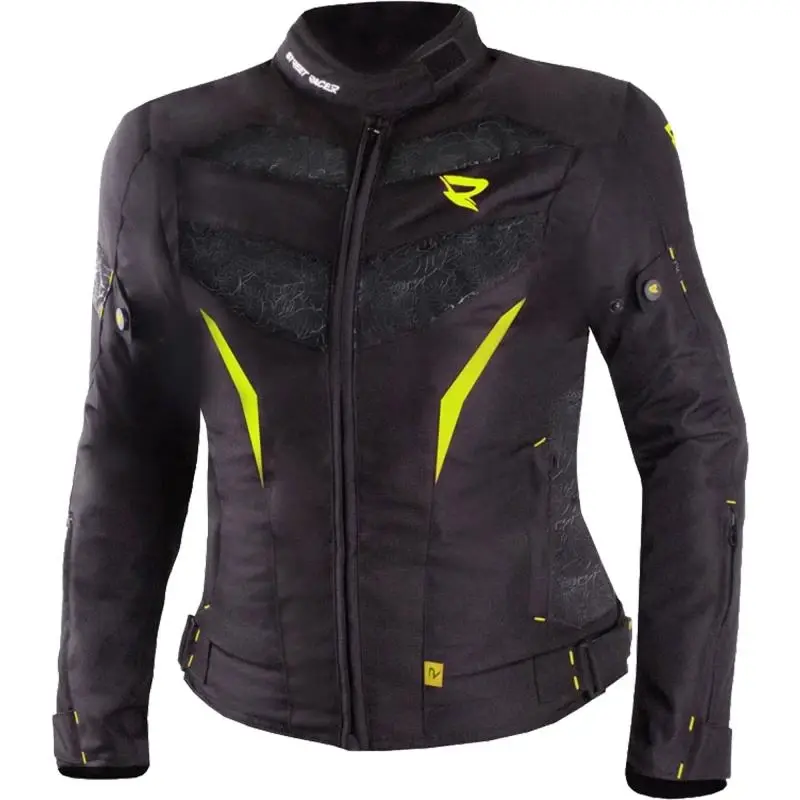 Street Racer Dámská bunda na motorku Rose černo-fluo žlutá