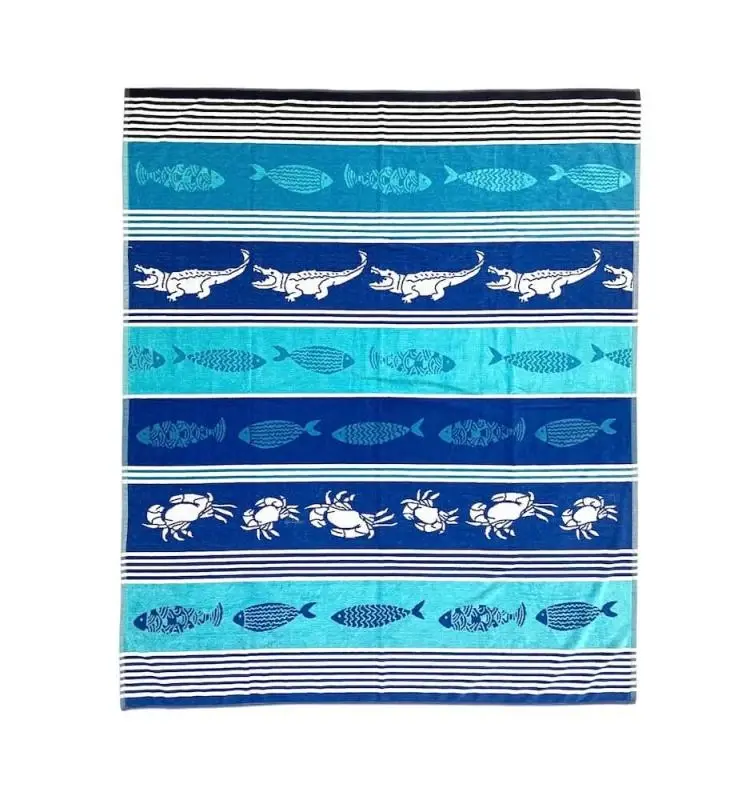 Velká plážová osuška pro 2 osoby Lovely Home Sea Life modrá
