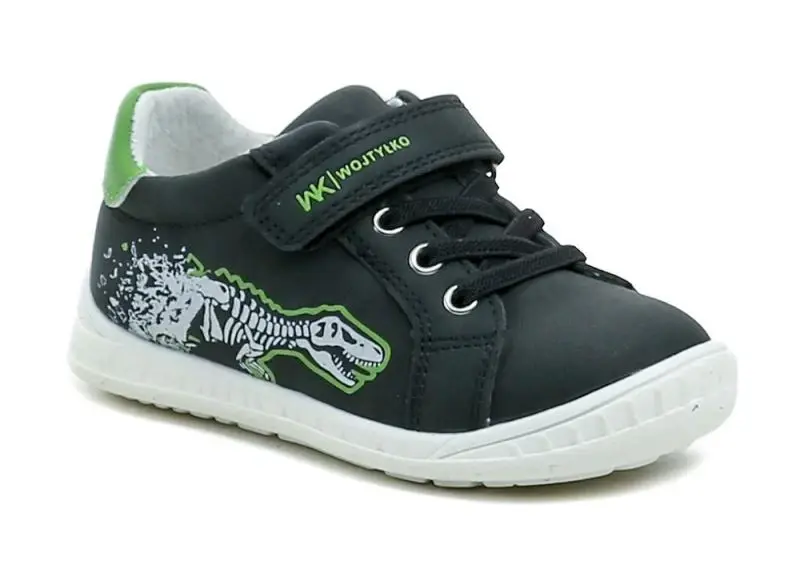 Wojtylko 1A26397a černo zelené dětské polobotky