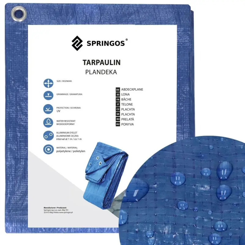 Springros Krycí plachta s oky 2x3 m 60g PE modrá PROTECT GA2123-XG