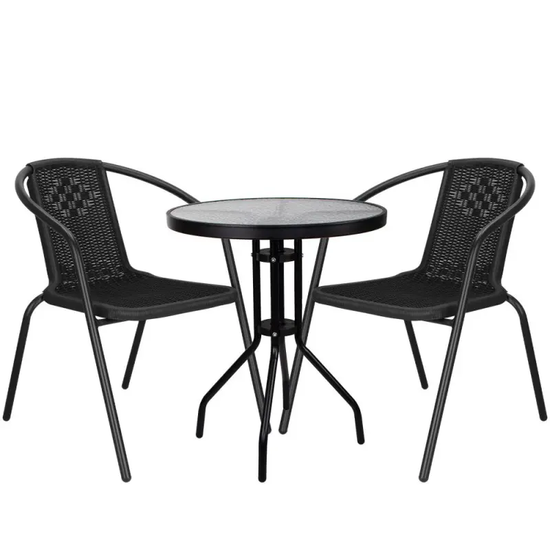 Zahradní set ratanového nábytku SPRINGOS BISTRO 2 černý