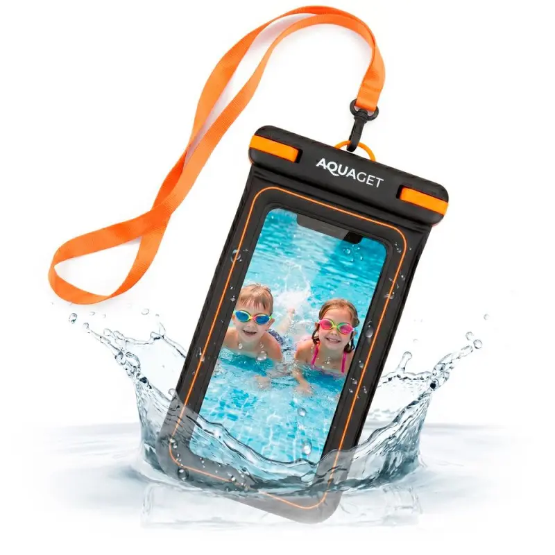 Vodotěsné pouzdro na mobil AQUAGET AQ0027 černo-oranžové