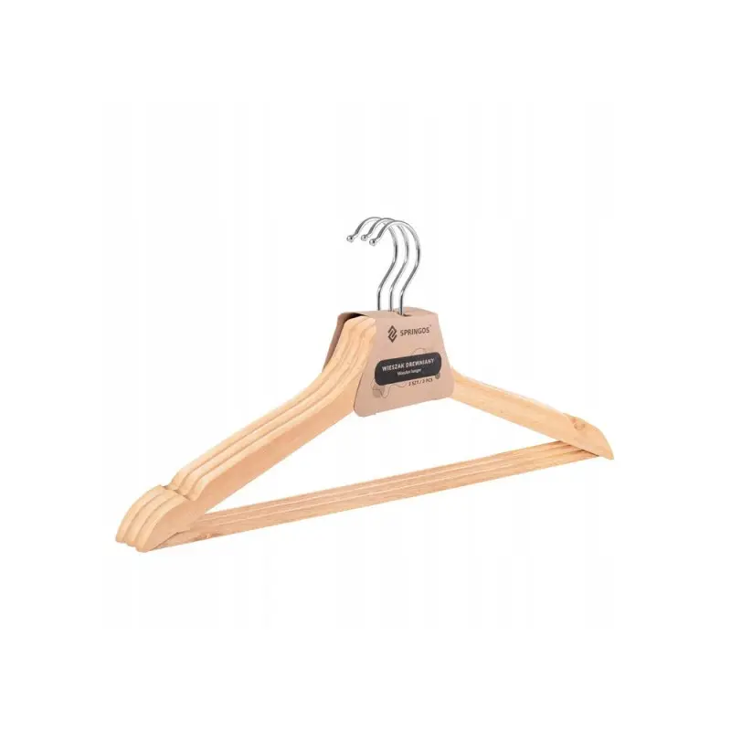 Dřevěná ramínka na oblečení 43 cm SPRINGOS URBAN HG0001 3ks přírodní