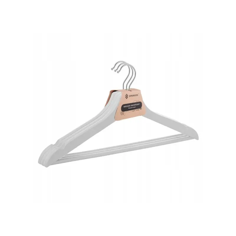 Dřevěná ramínka na oblečení 43 cm SPRINGOS URBAN HG0004 3ks šedá