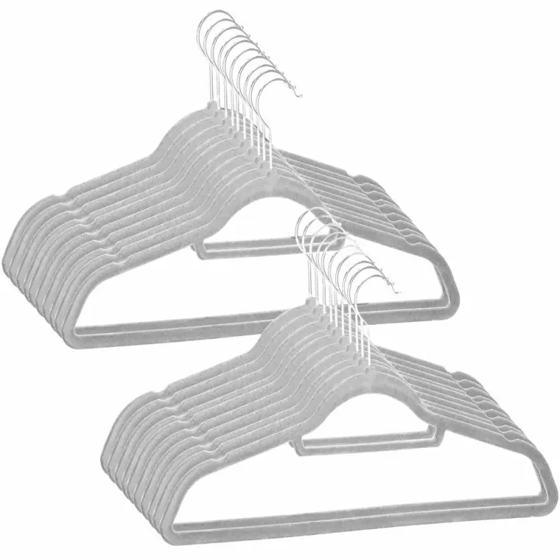 Sametová ramínka na oblečení 45 cm SPRINGOS HG0063 20ks světle šedá