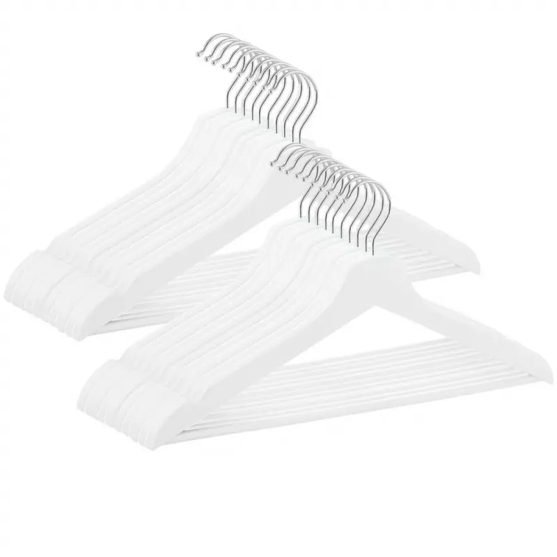 Dřevěná ramínka na oblečení 42,5 cm SPRINGOS HG0059 20ks bílá