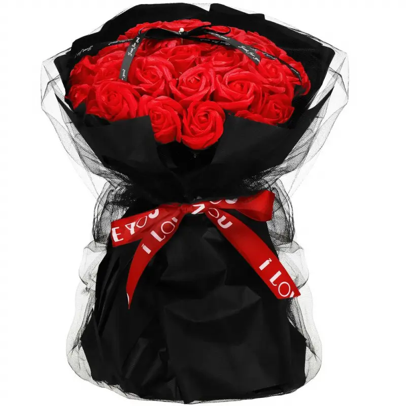 SPRINGOS Mýdlové květiny FLORHEART červené