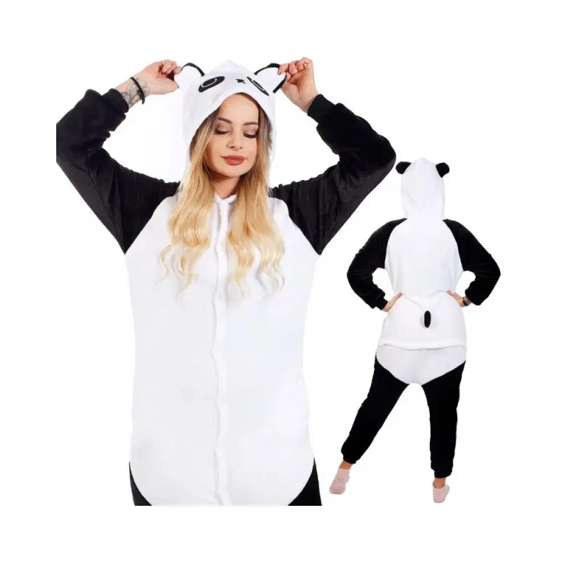 Pyžamo overal panda vel. M SPRINGOS HA5077 černo-bílé