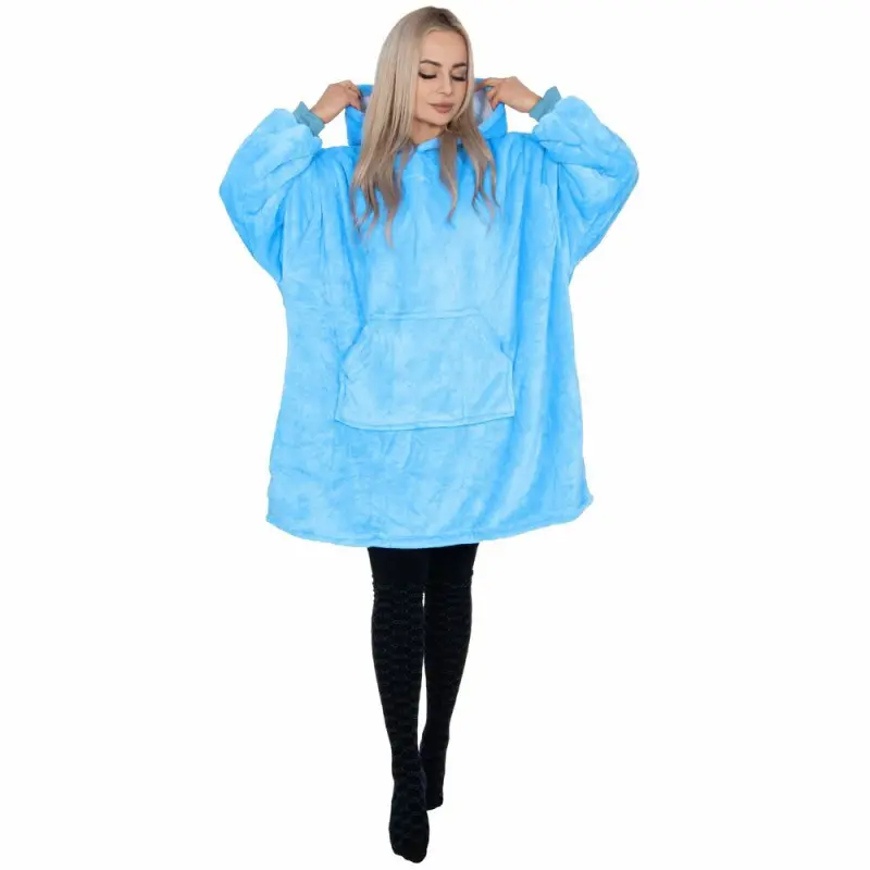 Mikinová deka oversize SPRINGOS HA7319 světle modrá