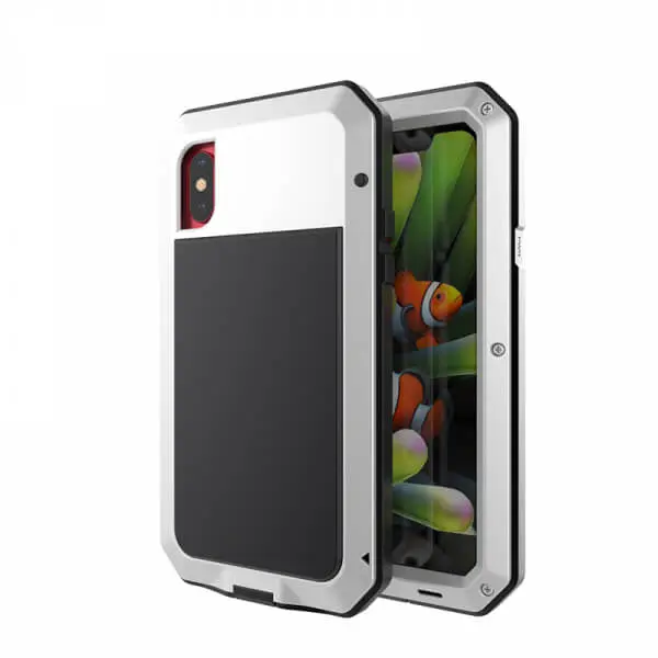 EXTRÉMNĚ odolný hliníkovo-silikonový obal pro Apple iPhone X/XS - stříbrný