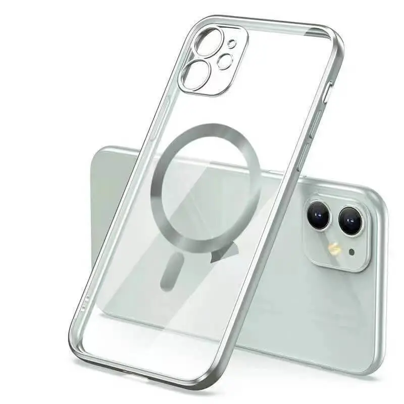 MagSafe silikonový kryt pro Apple iPhone SE (2022) - stříbrný