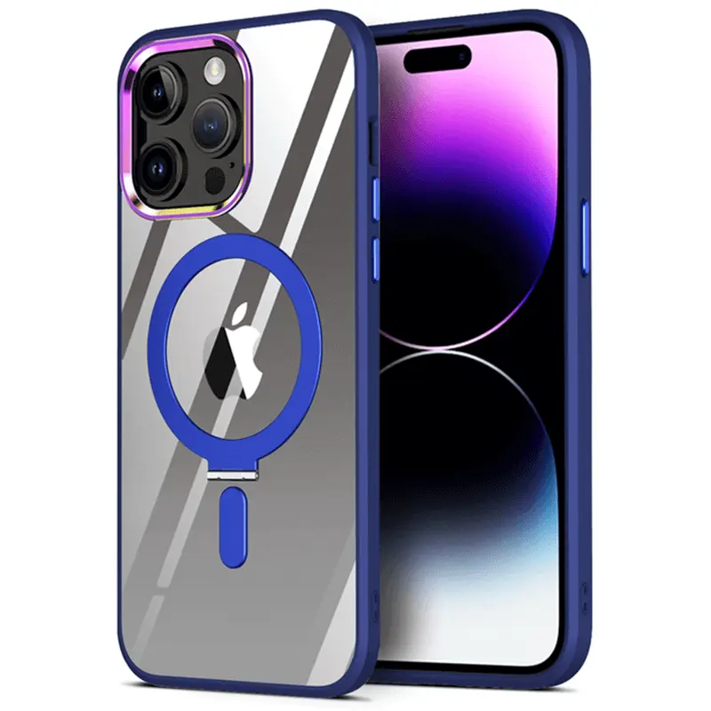 Plastový obal MagSafe se stojánkem pro Apple iPhone 14 Plus - tmavě modrý