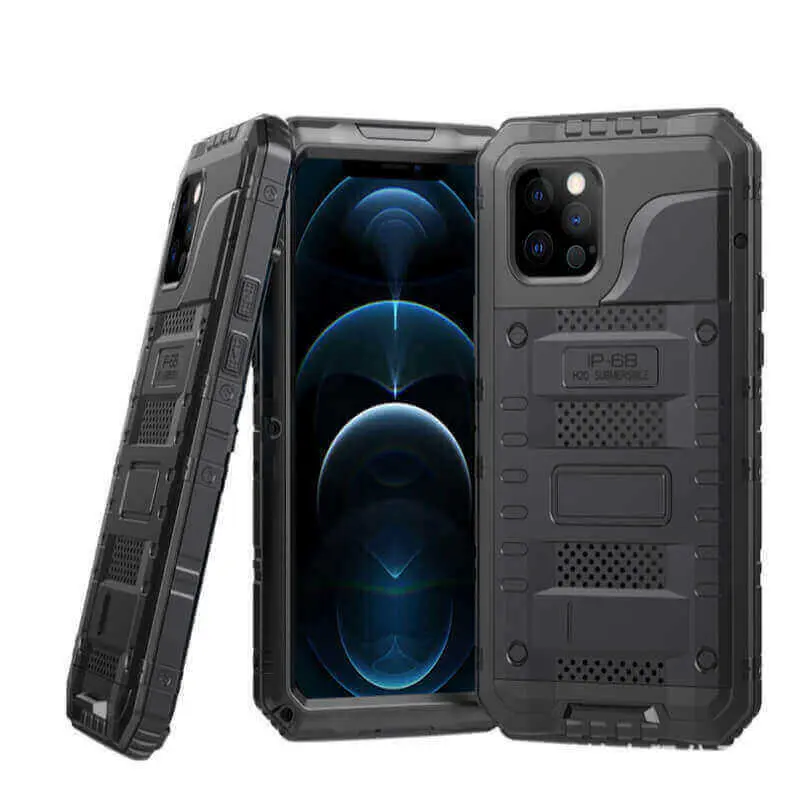 Voděodolný hliníkovo-silikonový obal pro Apple iPhone 16 - černý