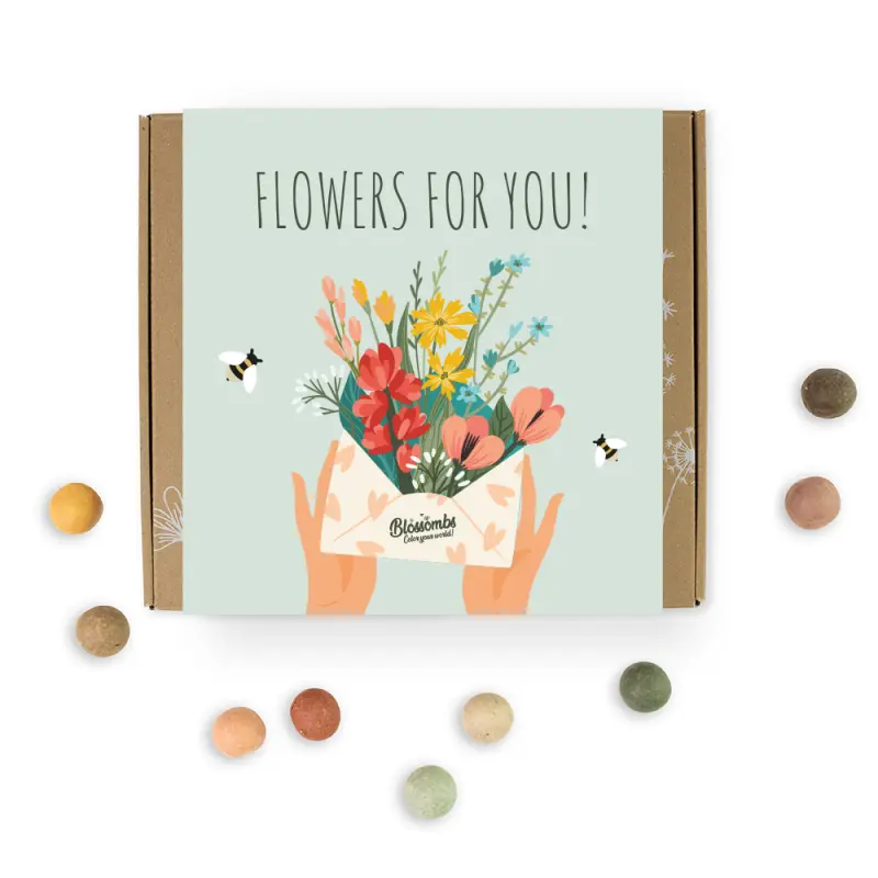 Blossombs Semínkové bomby - Dárkový box Kytice (9 ks) - originální dárek z lásky
