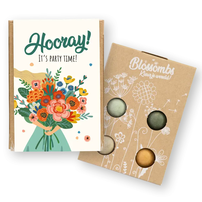 Blossombs Semínkové bomby - Dárková sada mini - Party (4 ks) - darujte květinu jinak