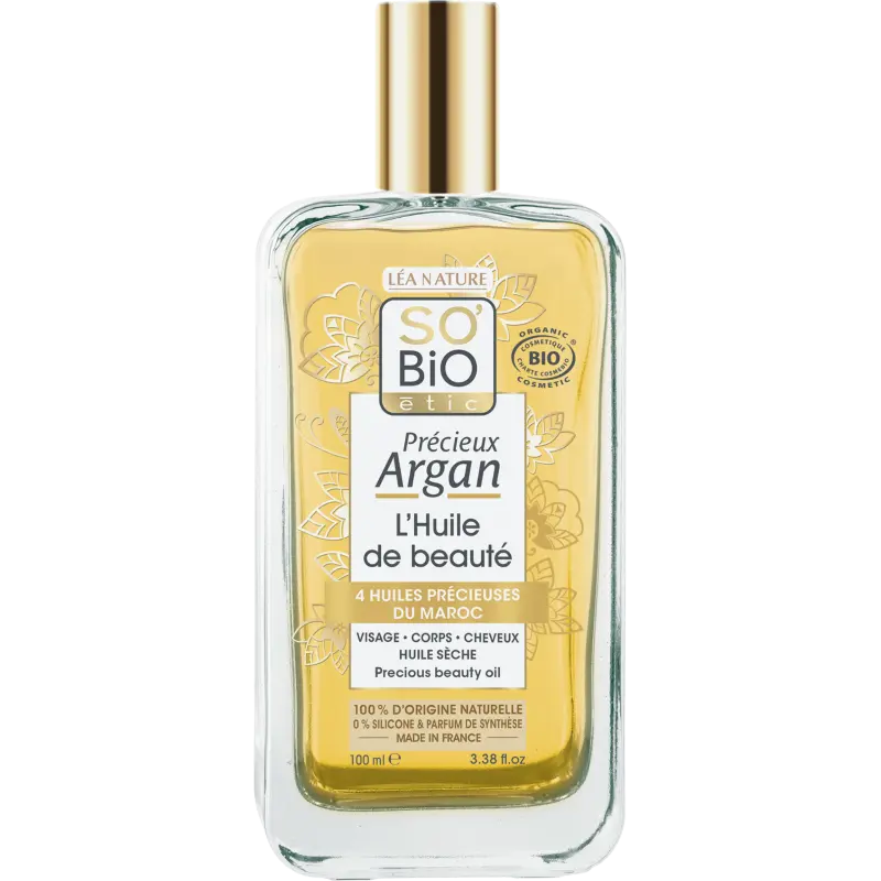 SO’BiO étic Précieux Argan Pěstící olej na tělo, tvář i vlasy BIO (100 ml) - elixír mládí a krásy