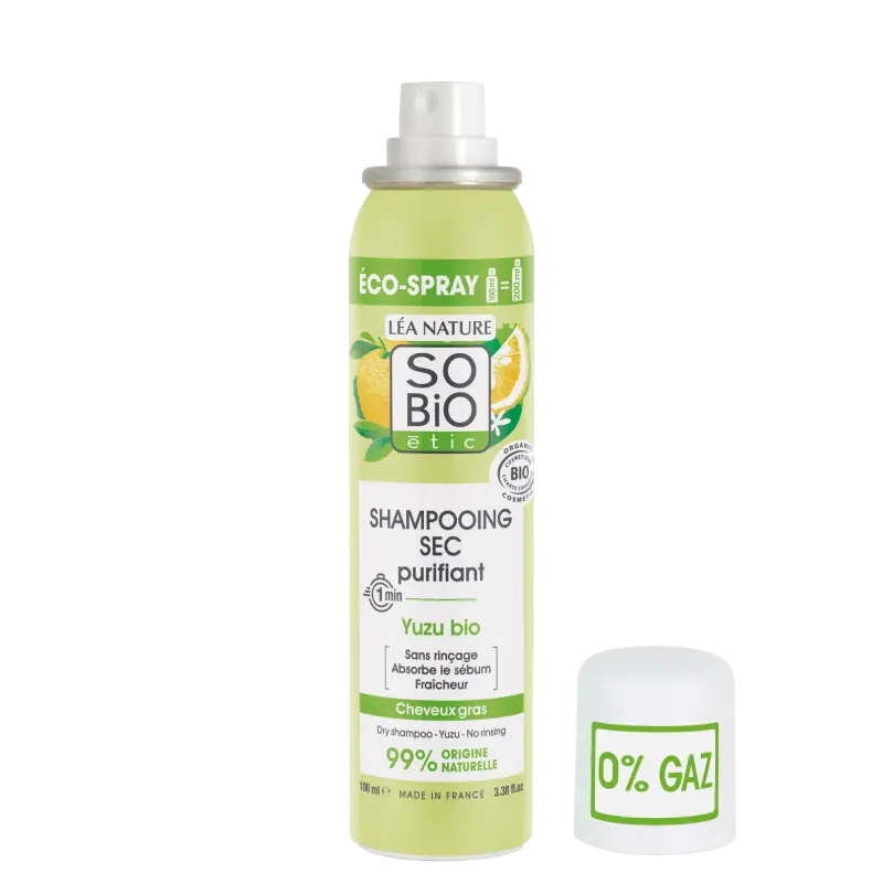 SO’BiO étic Čisticí suchý šampon ve spreji s Yuzu BIO (100 ml) - zanechává vlasy svěží a hladké