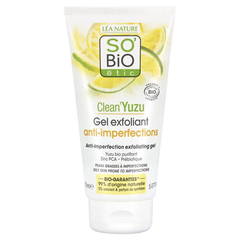 SO´Bio étic Gel pleťový exfoliační Clean Yuzu BIO 150 ml
