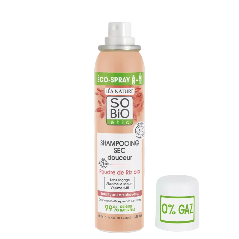 SO’BiO étic Jemný suchý šampon ve spreji pro citlivou pokožku hlavy BIO (100 ml) - objem a čisté vlasy bez mytí