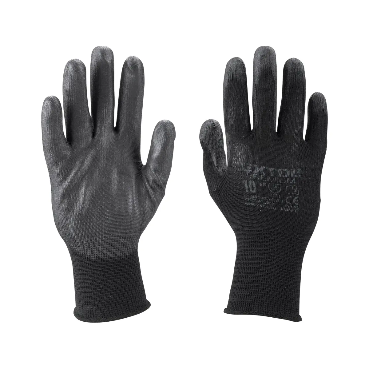 EXTOL PREMIUM Rukavice z polyesteru polomáčené v PU - vel.10 (černé) 8856637