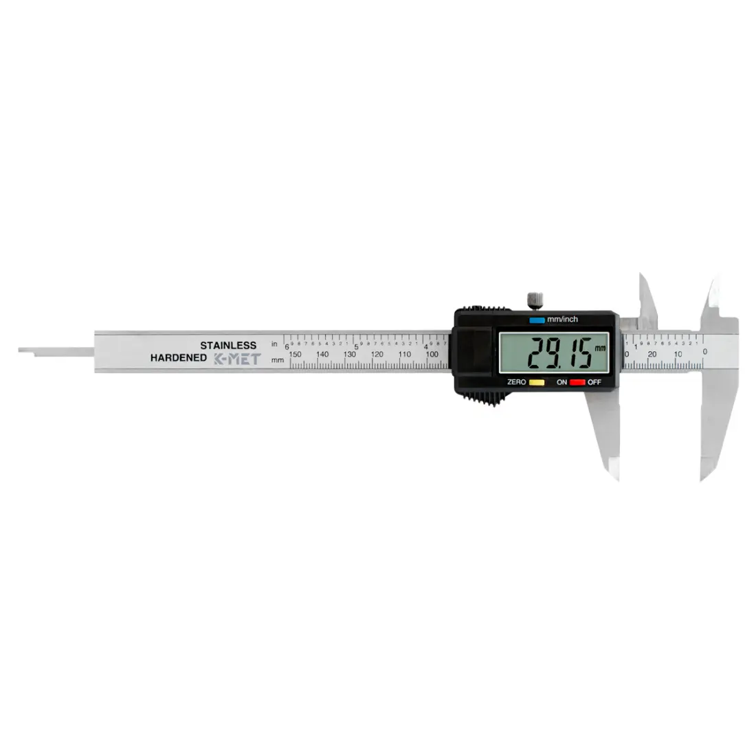 KINEX/K-MET Digitální posuvné měřítko pro leváky KINEX, 150/40 mm, DIN 862 6040-14-150