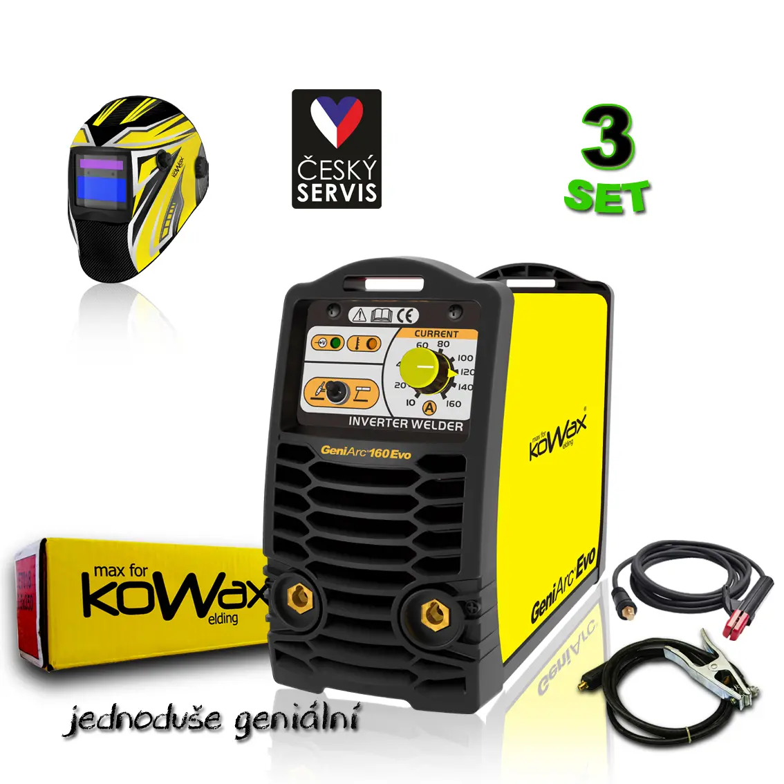 KOWAX GeniArc 160EVO + 3m Kabely + Kukla + Elektrody 2.5mm/2.5kg KWXSTGA160EVO_S03A