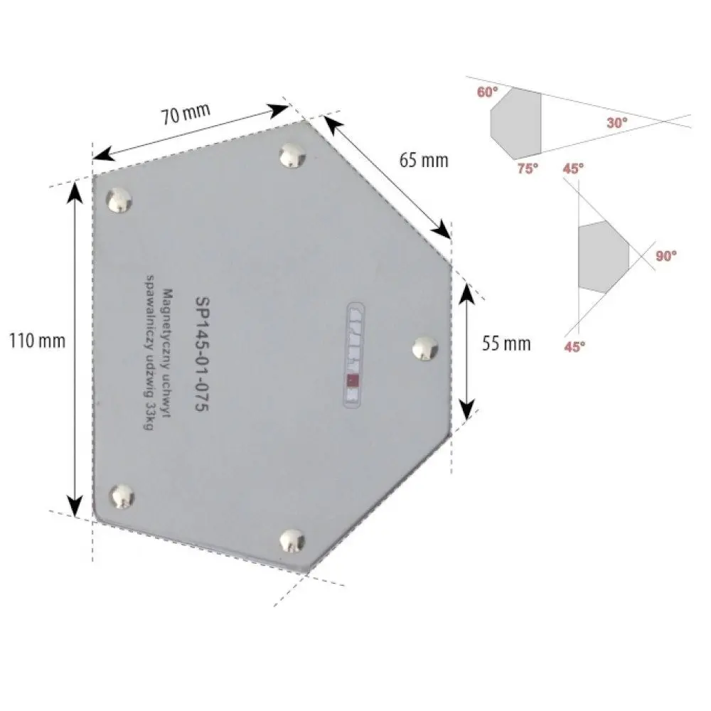 Spartus Úhlový magnet 33kg, 6-úhelník SP145-01-075