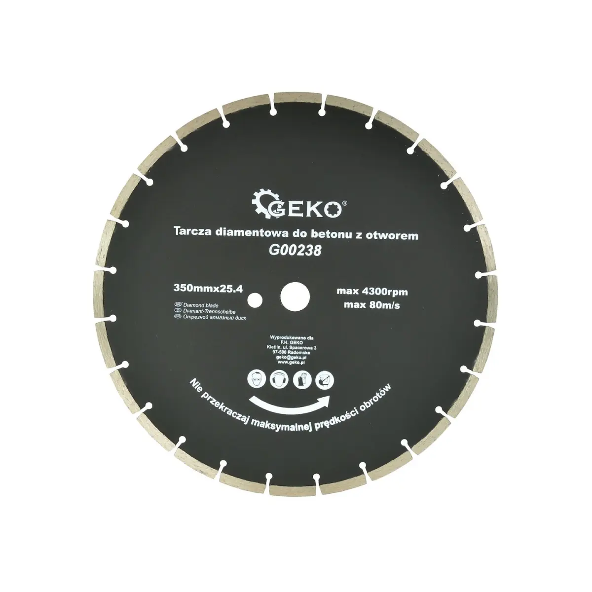 Kotouč diamantový řezný segmentový GEKO, 350x8x25,4mm G00238