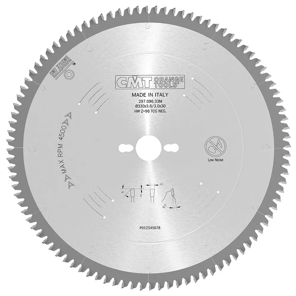 CMT Orange Tools CMT Pilový kotouč na lamino, plast a neželezné kovy - D330x3,2 d30 Z96 HW Odhlučněný C29709633M