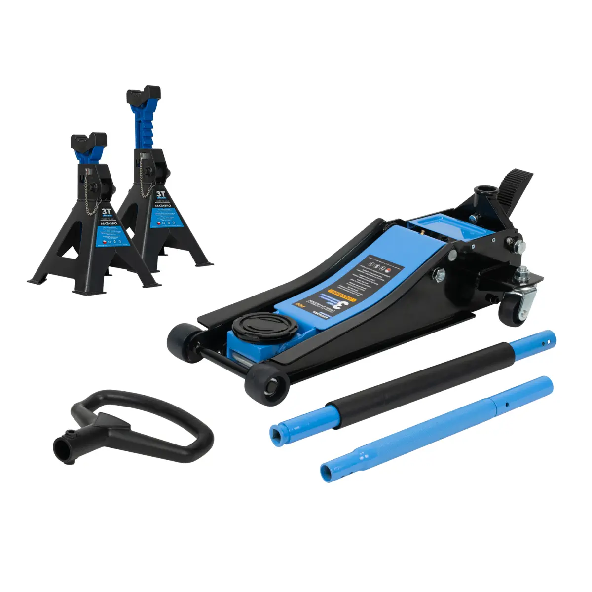 Matabro AKČNÍ SET Nízkoprofilový hydraulický zvedák (hever) 3t MB-LPJB-PRO s podpěrami 3t MB-JS3T SET-ZVE26
